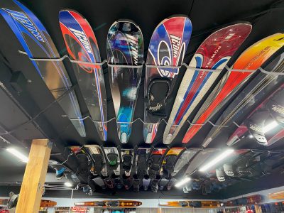 skis on ceiling